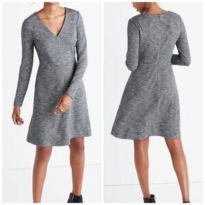 Madewell Womens Bridgewalk Dress Long Sleeve Black Gray Fit and Flare Size 2